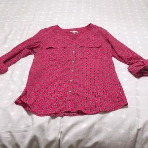 EUC pink geometric pattern blouse